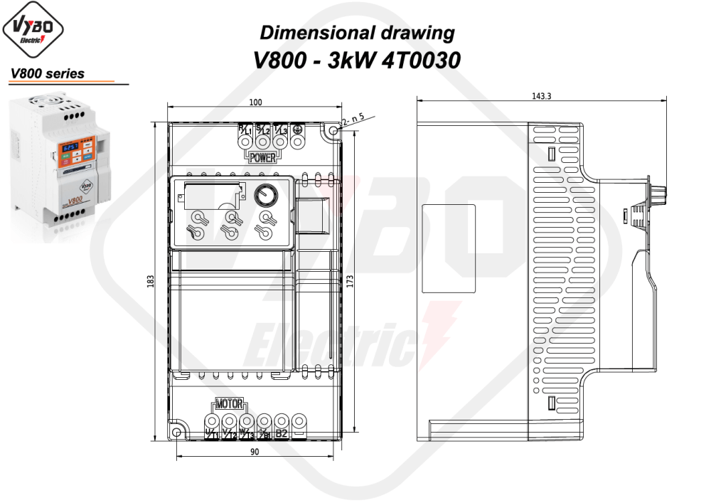 Dimenziós rajz V800 4T0030