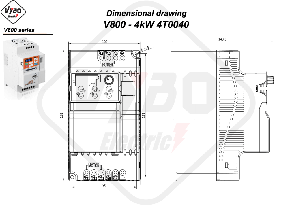 Dimenziós rajz V800 4T0040