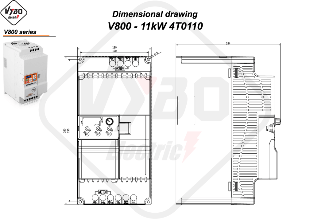 Dimenziós rajz V800 4T0110