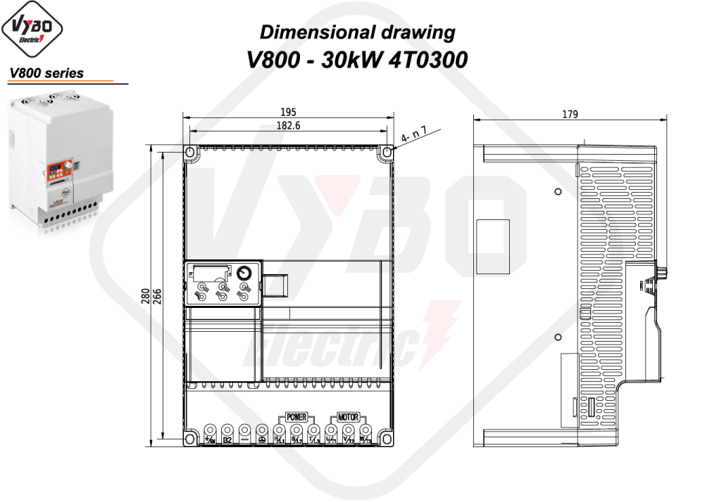 Dimenziós rajz V800 4T0300