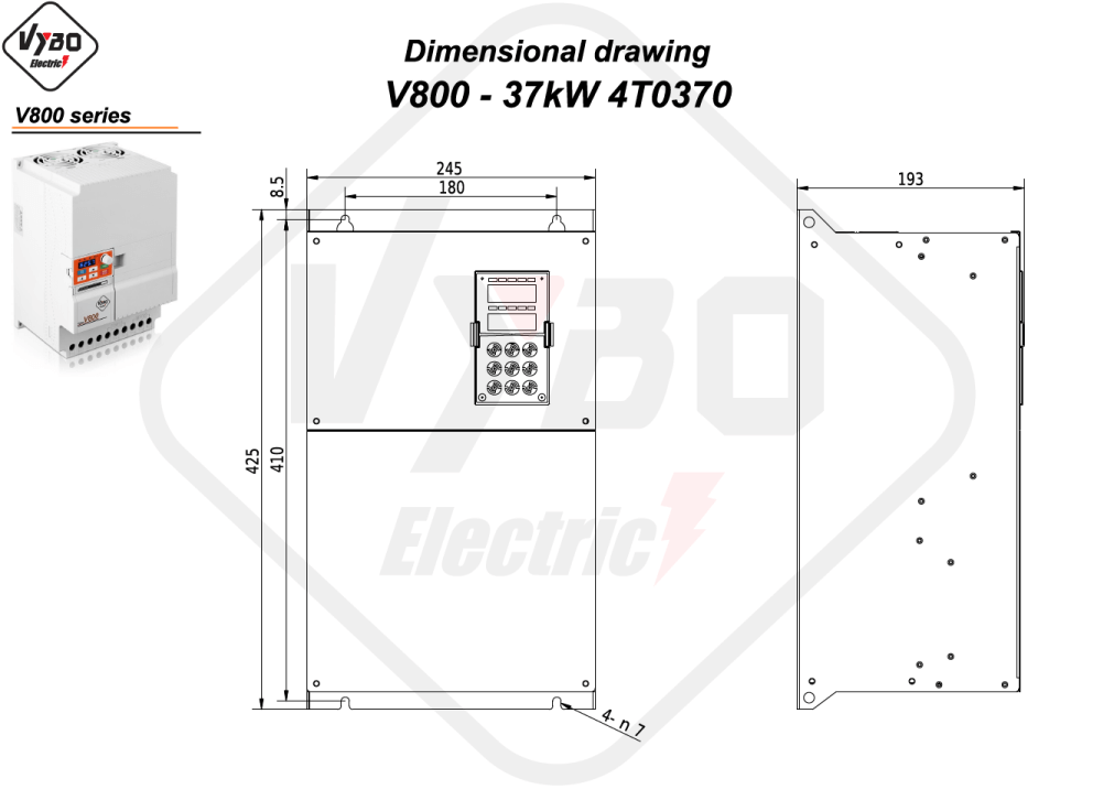 Dimenziós rajz V800 4T0370