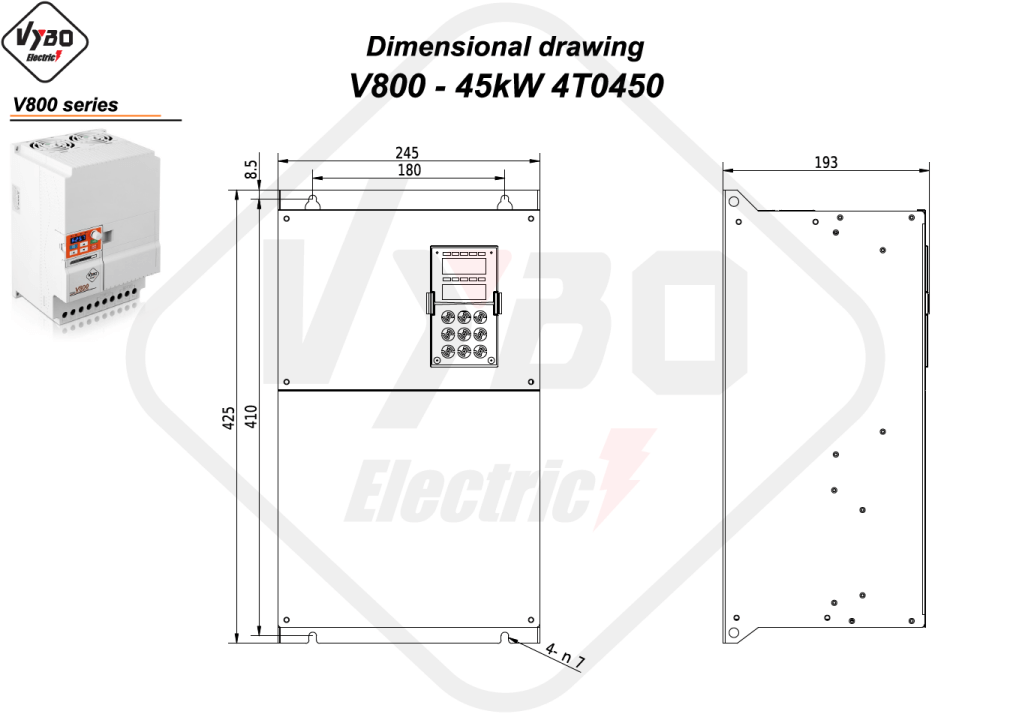 Dimenziós rajz V800 4T0450