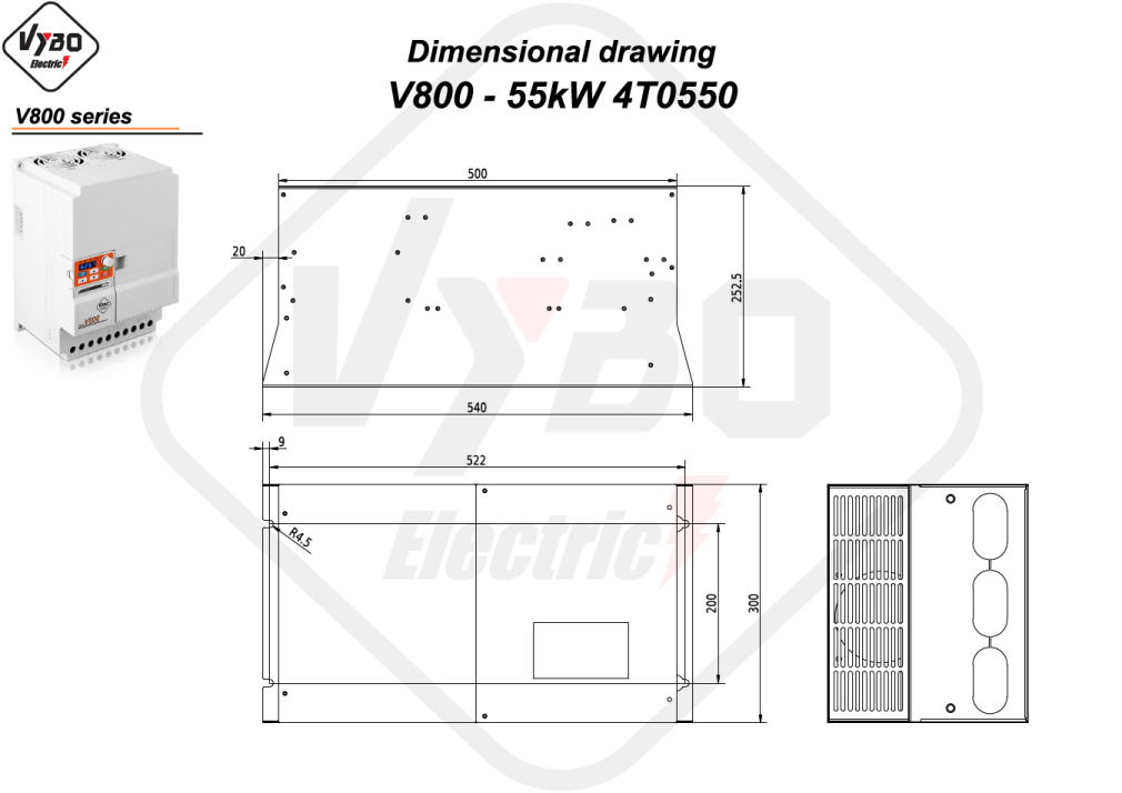 Dimenziós rajz V800 4T0550