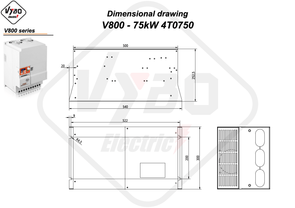 Dimenziós rajz V800 4T0750