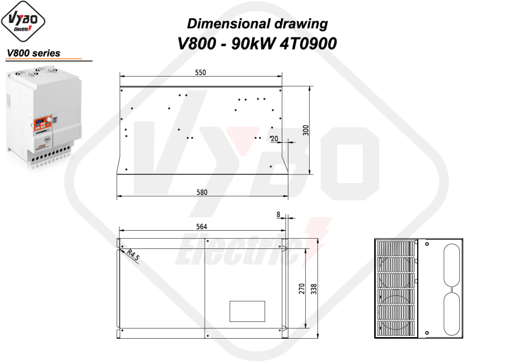 Dimenziós rajz V800 4T0900